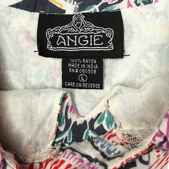 Angie Dress Boho Festival Sleeveless Multicolor Tribal Print Beaded Size Large - Picture 2 of 8